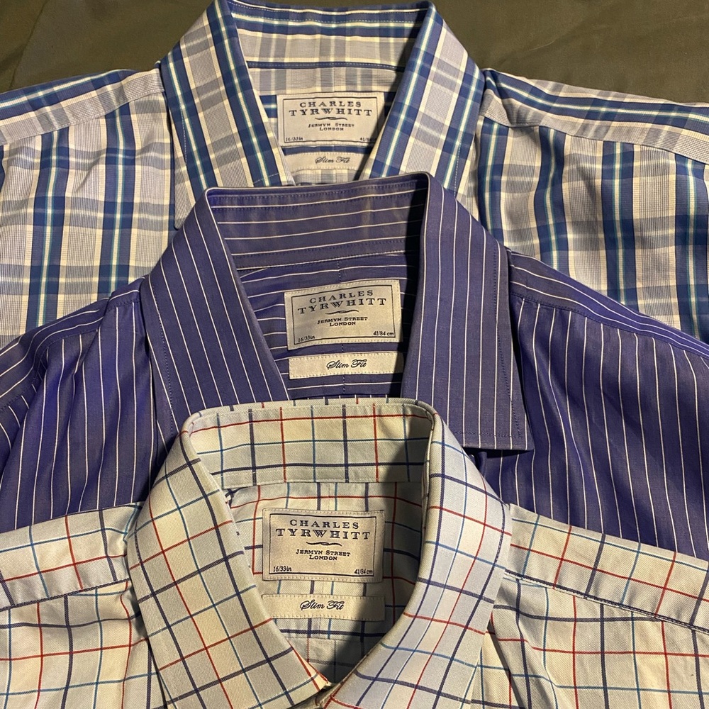 Lot of 3 Charles Tyrwhitt French cuff dress shirts
